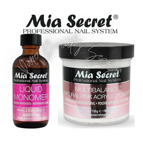 Mia Secret Liquid Monomer 2 oz and Natural Pink Powder 4 oz