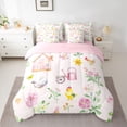 thumbnail image 2 of Manfei Pink Rustic Cabin Bedding Comforter Set 7pcs for Kids, Cartoon Farm Rooster Queen Bedding Sets, Kawaii Pink Floral Reversible Queen Sheet Sets, Luxury Bedroom Decor, 2 of 7