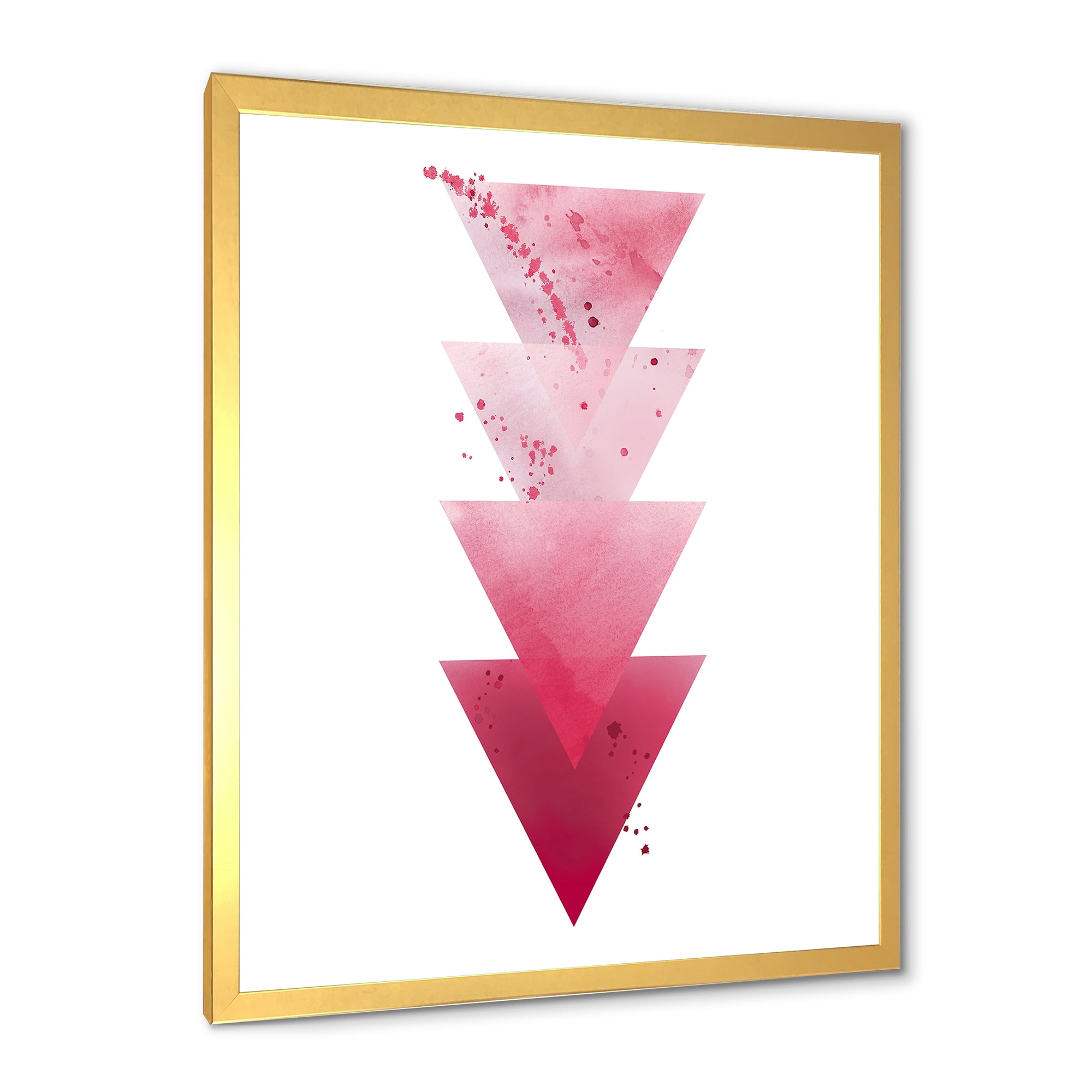 Designart 'Abstract Geometric Art Red Triangles Composition' Modern Framed Art Print