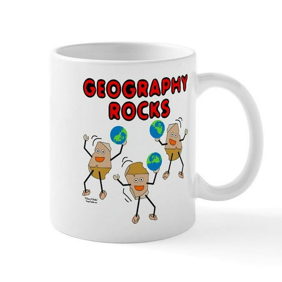CafePress - Three Geography Rocks Mug - 11 oz Ceramic Mug - Novelty Coffee Tea Cup