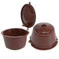 thumbnail image 2 of KAKOWELY Coffee Strainer 1 Sets Refillable Coffee Capsule Coffee Strainer Cup Set Coffee Filter Compatible for DOLCE GUSTO (Light Brown 10pcs for Package with Spoon and Brush), 2 of 5