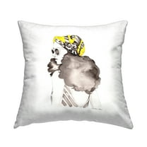 Stupell Industries Fashion Headwrap Portrait Square Decorative Printed Throw Pillow, 18 x 18