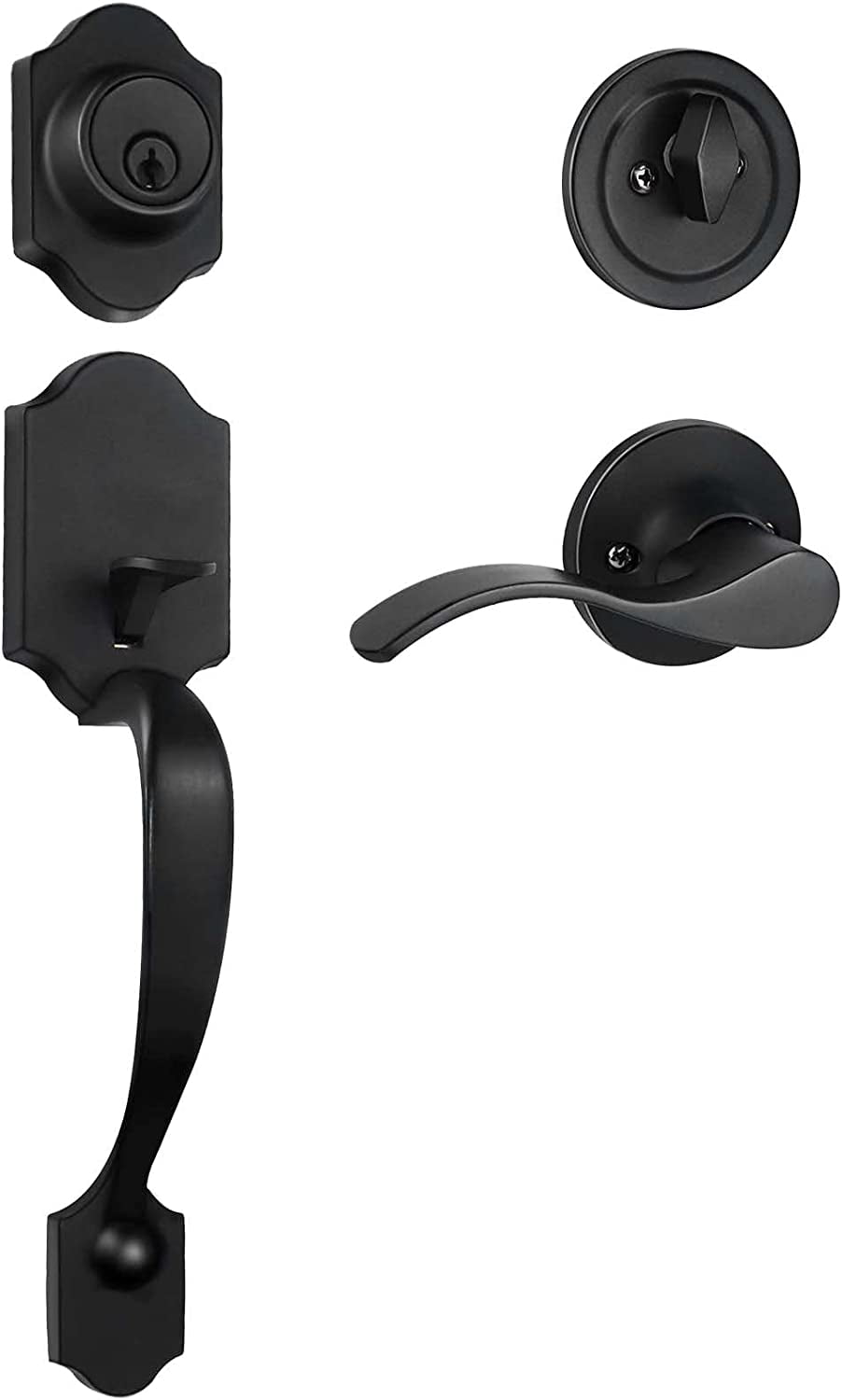 Front Door Handleset, Entry Handle with Single Cylinder Deadbolt, Front Door LockSet Traditional