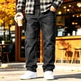thumbnail image 3 of DENTOYOU Men's Jeans Comfort Flex Waist Relaxed Fit Denim Big & Tall Straight Jeans Black 43, 3 of 7