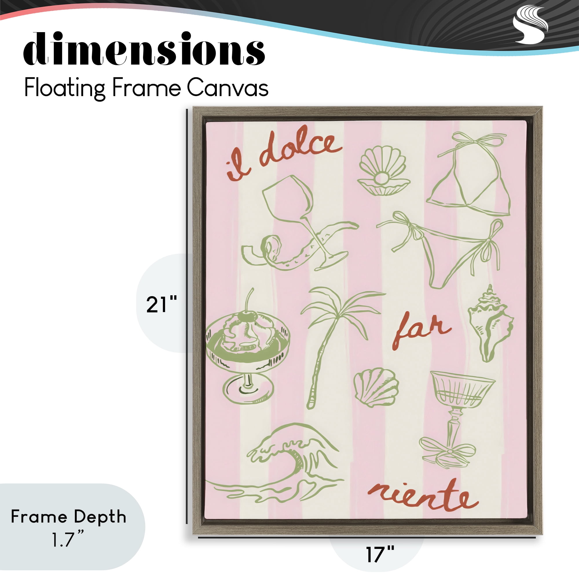 Stupell Industries Il Dolce Far Niente Beach Saying Brown Framed Floater Canvas Wall Art, design by The Prints Vibe