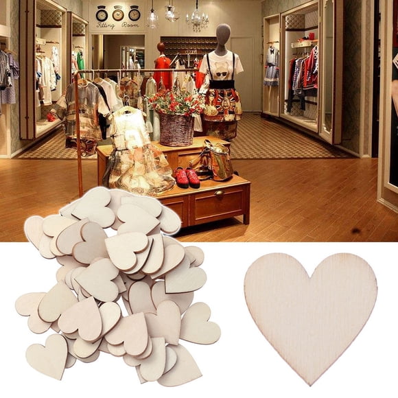 MERRYHAPY 400pcs Wooden Craft Small Craft Hearts Supplies Heart Large Decor Ornament Diy Wooden Ornaments Wood Slices