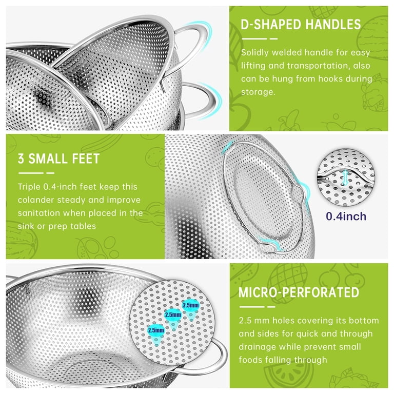 GPED 3-Piece Stainless Steel Colander Set photo 7