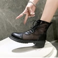 thumbnail image 1 of Sandalias caladas para mujer, zapatos de malla transpirables a la moda, botines altos hasta el tobillo, botas Martin estilo vendaje, novedad de verano, 1 of 4