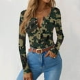 thumbnail image 5 of Womens Ribbed Knit Tunic Tops Henley Neck Long Sleeve Camo Shirts Stretch Slim Fit Pullover Tee, 5 of 5