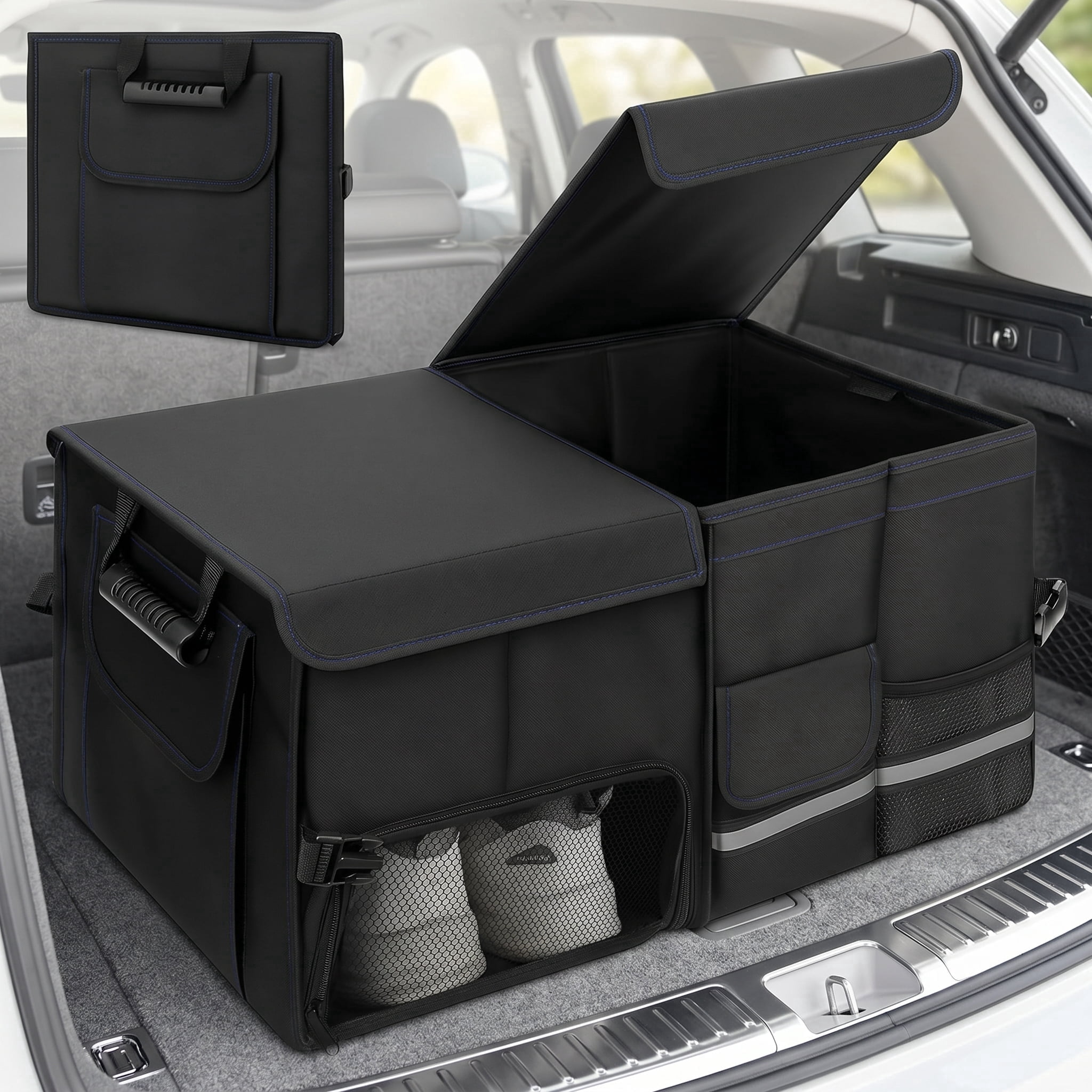 Cshidworld Car Storage Organizer, Collapsible Multi Compartment