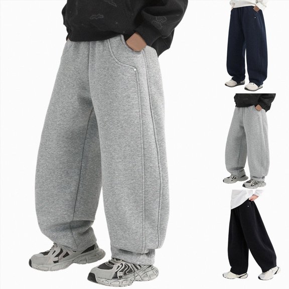 Sweatpants For Boys 4-15 Years with Pockets Fall Winter Casual Elastic Waist Kids Baggy Sweatpants Big Kids Sweatpants Size 10-11 Years