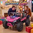 thumbnail image 5 of TOKTOO 24V Ride on UTV, 2 Seater Battery Powered Ride on Toy, 4 Powerful Wheels, 5.1Mph, Kids Electric Vehicle for Boys Girls with Rainbow LED Lights, Pink, 5 of 11