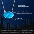 thumbnail image 2 of Gem Stone King 14K Yellow Gold Blue Simulated Opal Pendant Necklace | 1.17 Cttw | Gemstone October Birthstone | Oval Cabochon 11X9MM | Gold Necklace for Women | With 18 inch Gold Chain, 2 of 6