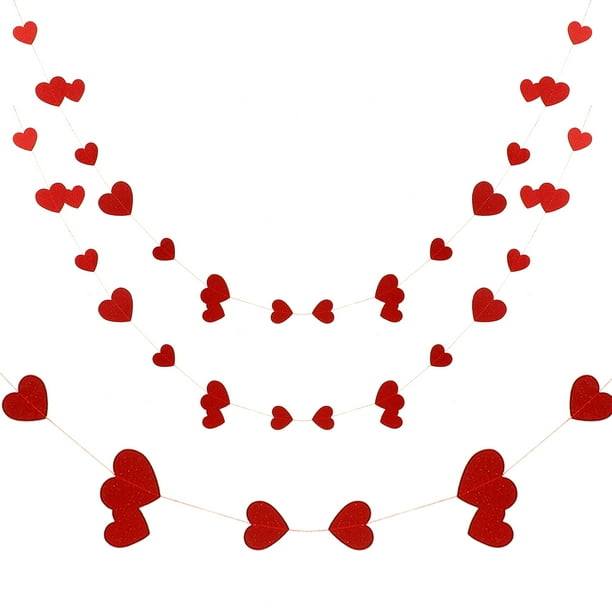 KAKOWELY 2 tiras de papel con purpurina en forma de corazón para decorar cumpleaños, bodas y San Valentín.
