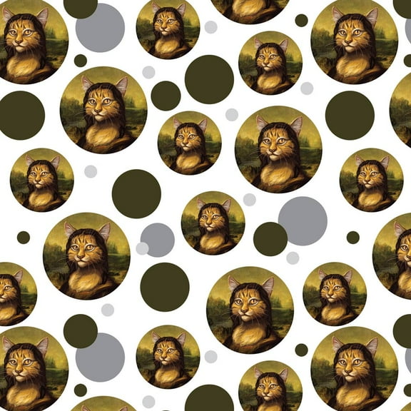 Meowna Lisa Mona Cat Leonardo da Vinci Premium Gift Wrap Wrapping Paper Roll Pattern