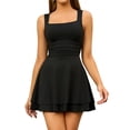 thumbnail image 1 of Vestido GLNEGE para mujer, casual, cuello cuadrado, dobladillo con volantes, 1 of 5