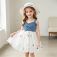 thumbnail image 6 of Zpanxa Girl Dress Girl's Cute Mesh Denim Dress Solid Sleeveless Round Neck with Matching Hat Dresses White 6 Months, 6 of 8