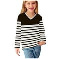 thumbnail image 6 of Ugoldhm Girls Fashion Shirts V Neck Striped Tunic Casual Tops Fall Long Sleeve Loose Tees, 6 of 8