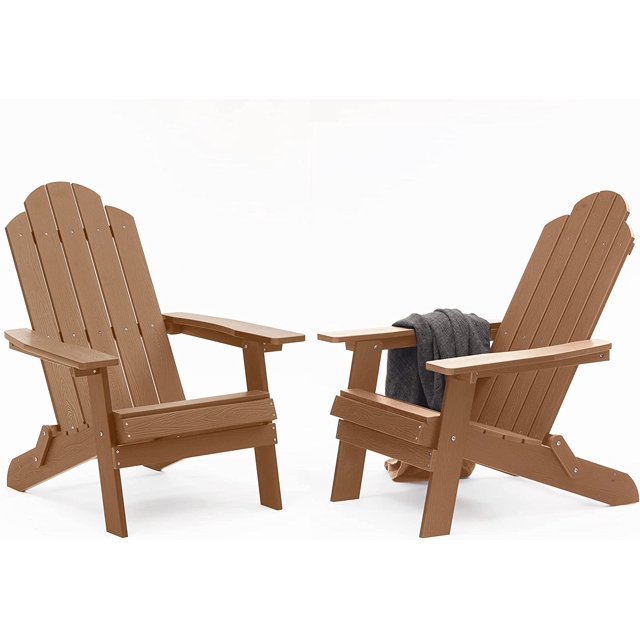 WINSOON Chaises Pliantes Adirondack Set de 2 Chaises de Jardin Extérieures, Finition Teck