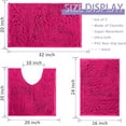 thumbnail image 2 of Deep Pink Plush Bath Set - 3 Piece Anti-Slip Mats, Soft Chenille Shaggy Mat for Bathroom, Bedroom & Living Room, Water Absorbent, 2 of 15