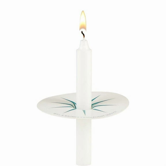 CB Church Supply Candlelight Service Candles with Cardstock Bobeche Kit by Will & Baumer, 100-Count, White with Star