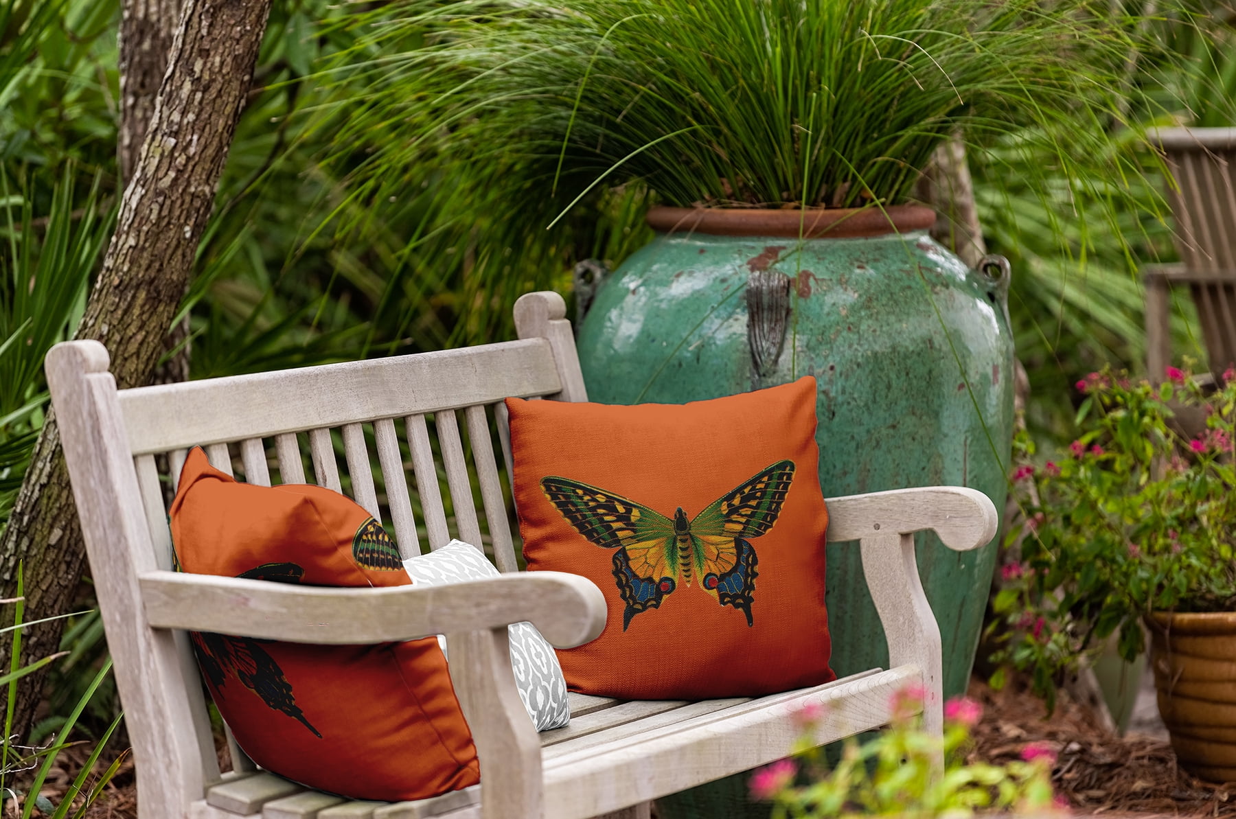 20" x 20" Simply Daisy Colorful Swallowtail Indoor/Outdoor Pillow, Perfect Orange Qty 1
