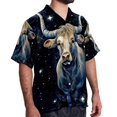thumbnail image 2 of Taurus Constellation Men's Button Down Hawaiian Print Short Sleeve Casual Summer Beach Shirts, 2 of 6