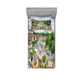 thumbnail image 2 of Ambesonne Landscape Fitted Sheet & Pillow Sham Set, Old Town Luxembourg, Queen, Multicolor, 2 of 3