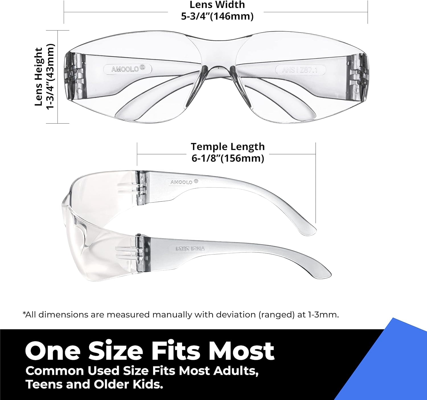 amoolo Safety Glasses for Men Bulk of 24, Protective Eyewear for Men Women, ANSI Z87.1 Impact Resistant Eye Protection for Work, Lab, Construction