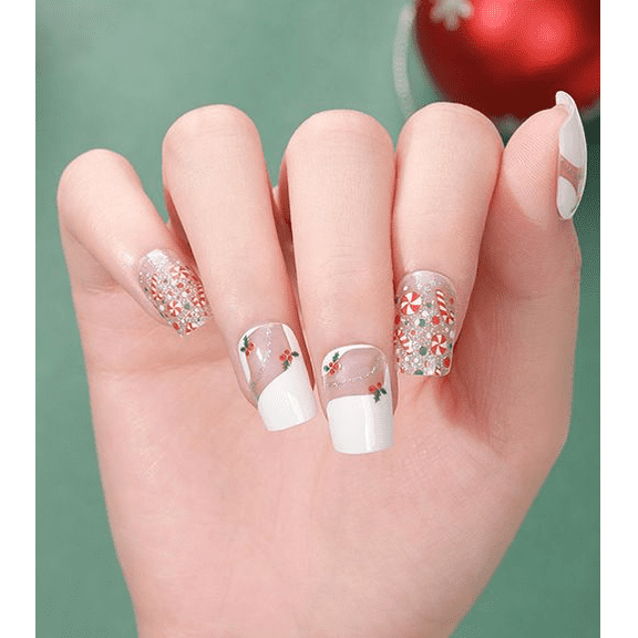 Christmas Mistletoe Gel Nails