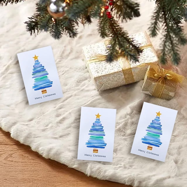 Home Decoration 3PCS Living Christmas Tree Greeting Card 3 Pieces 4 Styles Per Set Individual Packaging Envelope Can Send Family Friends Colleagues Elders Children Wife