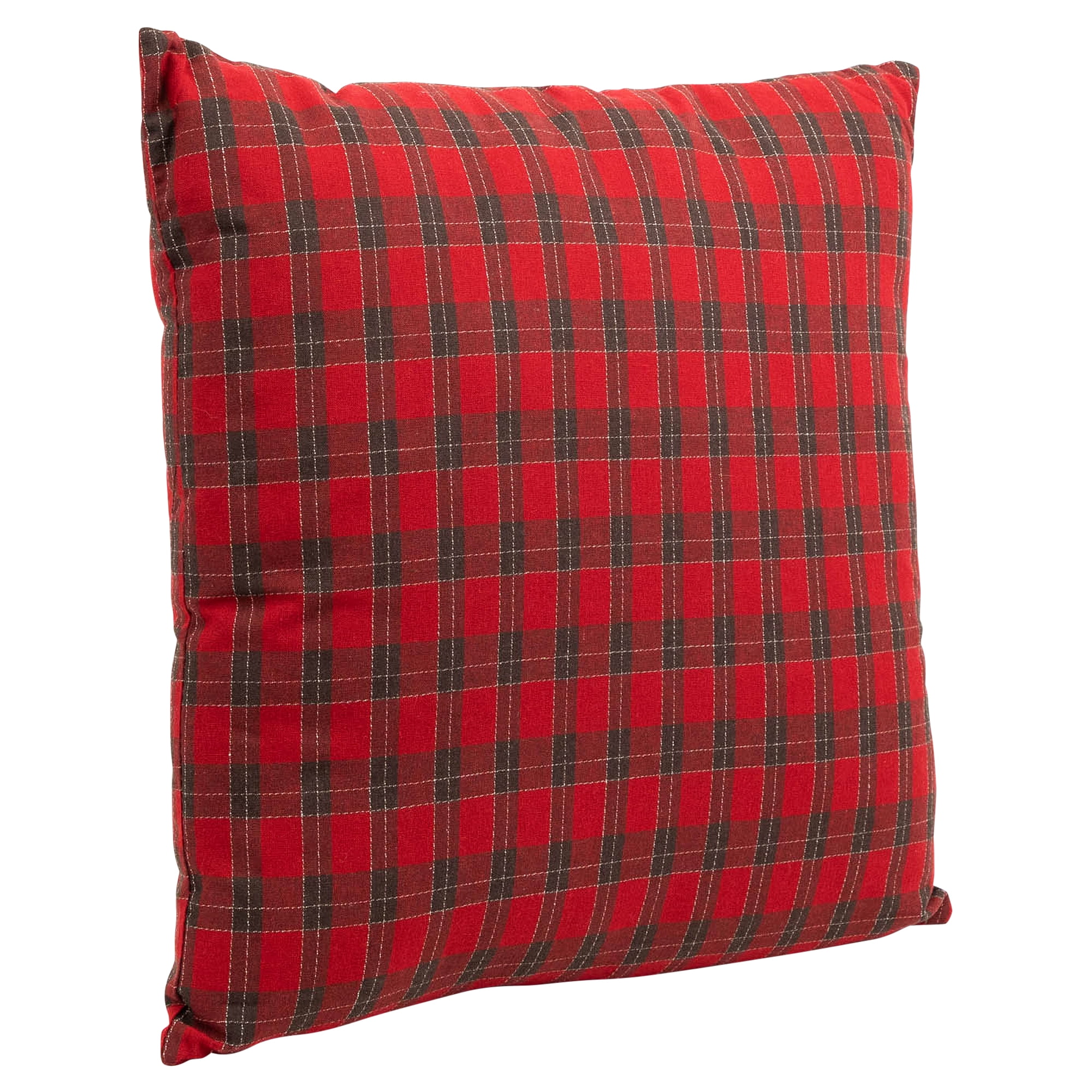 Square Plaid Christmas Throw Pillows - 18" x 18" - Red and Green - Set of 2