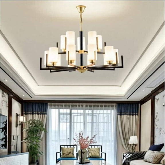 KPIBEST Chandelier for Dining Room, Modern Pendant Light Fixture Over Table with White Shade Classic Ceiling Hanging Lighting for Living Room Hallway Bedroom