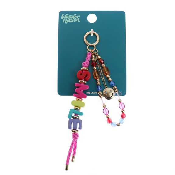 Wonder Nation 1 Piece Bag Charm with Smile Letter Beads