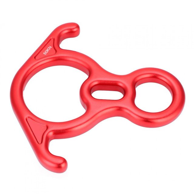 Climbing 8 Ring, Different Holes Metal Red Safe Unbreakable Rope Descender For Fire Rescue For Most People For Working Aloft