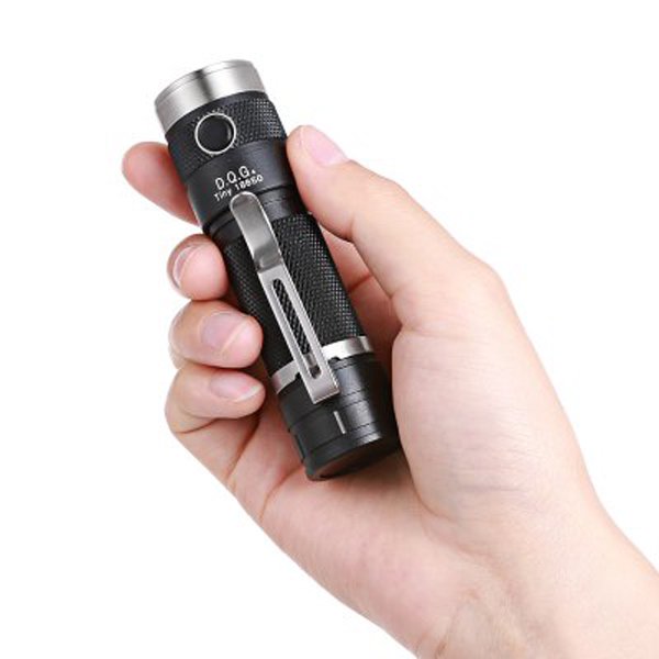 DQG 4th Tiny 18650 L2 850LM Smallest LED Flashlight Black - Cool white light