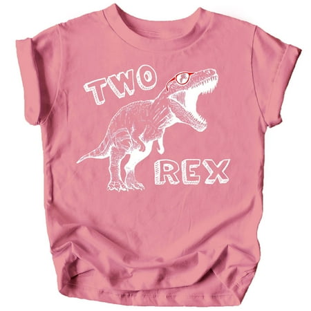 

Olive Loves Apple Two Rex Dinosaur 2nd Birthday T-Shirts for Baby Girls and Boys Second Birthday Outfit White on Mauve Shirt 2T