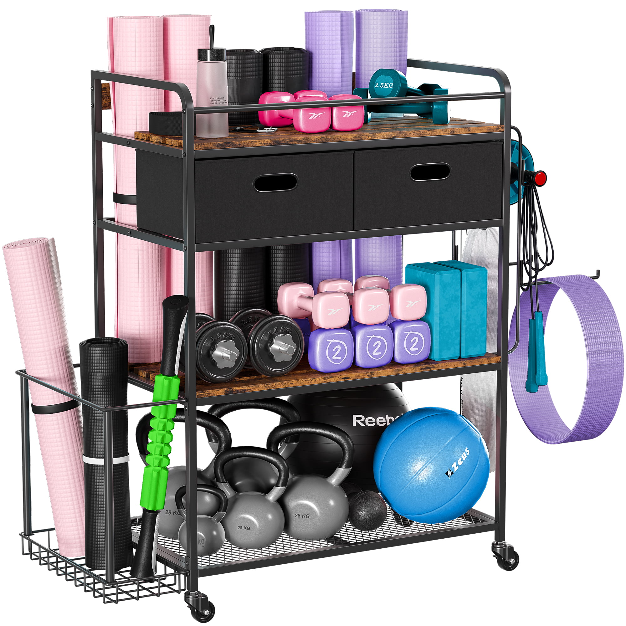 LTMATE 220 lbs. Yoga Mat Storage Racks Gym Sports Equipment Storage  organizer With Black Finish HDM731DM - The Home Depot