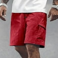 thumbnail image 2 of MIXUE Mens Shorts Summer Solid Color Sunscreen Sports Breathable Quick Drying Casual Loose Comfortable Trendy Pocket Mens Workout Shorts Sportwear,Red,XXL, 2 of 5