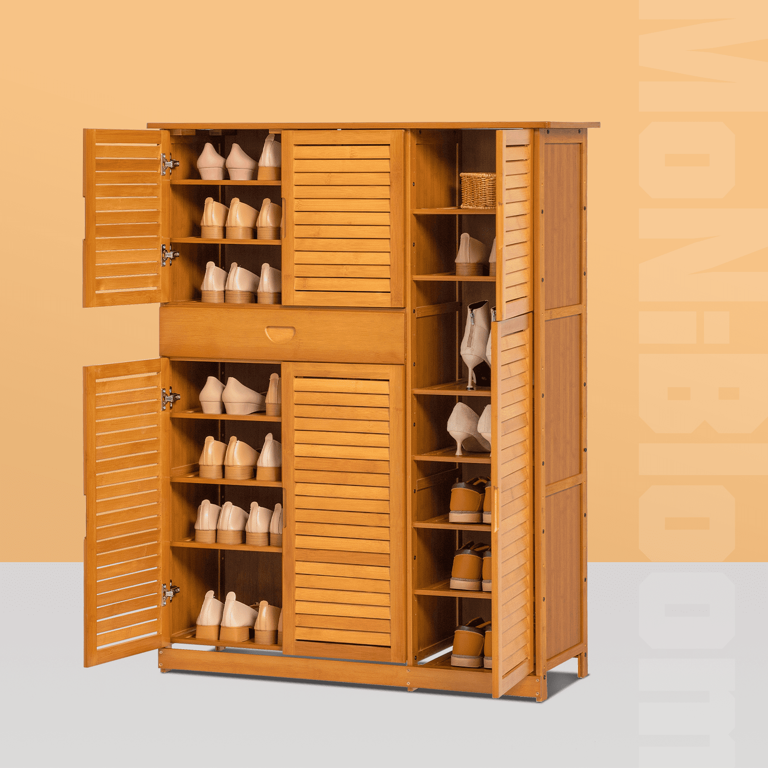Louver Panel Shoe Cabinet - 26 - 10 Tier - with Drawer – MoNiBloom