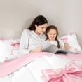 thumbnail image 4 of Manfei Lovely Bowtie Twin Comforter Sets,Kawaii Letter A Bedding Set,Pink,Pink Reversible,2-Piece,1 Comforter and 1 Pillowcase, 4 of 7