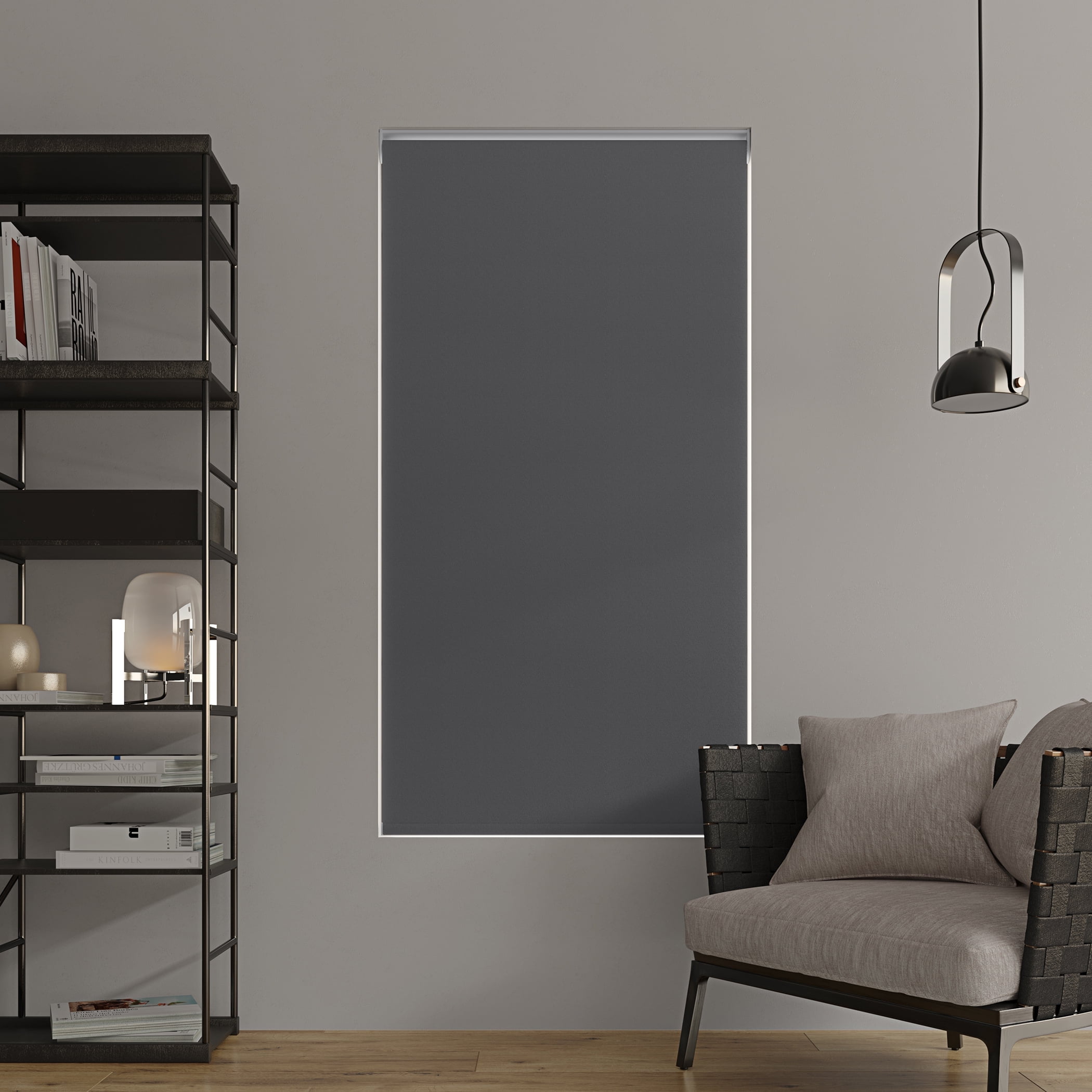 Sun Zero Langley 100% Blackout Cordless Roller Shade, 48"x72", Gray