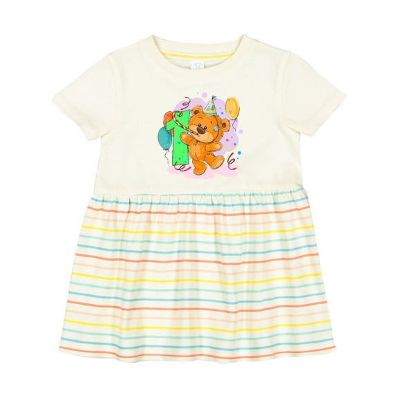 Inktastic 1st Birthday Teddy Bear Girls Baby Dress