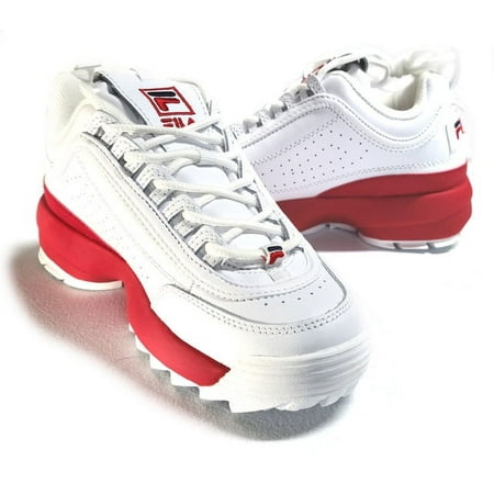 FILA Men's Disruptor II Premium White/Red Soles Sneaker