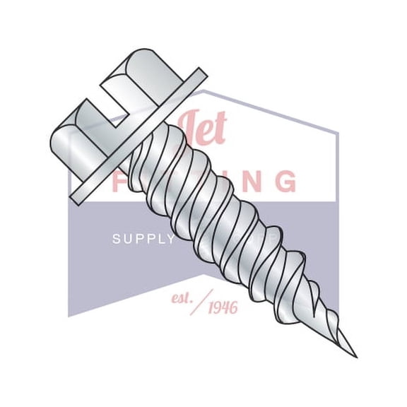 #6 x 3/8" Self-Piercing Screws | Slotted | Hex Washers Head (1/4" AF) | Steel | Zinc (Quantity: 10000)
