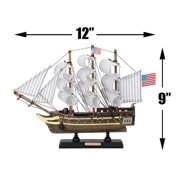 Handcrafted Model Ships B0805 9 x 2 x 12 in. Wooden USS Constitution Tall Ship Model