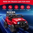 thumbnail image 3 of Royalbelle 12V Kids Ride On Car, Electric Truck with 5MPH Max Speed, Remote Control, Steering Wheel, Accelerator Pedal, Treaded Tires, Music and Story, for Kids Ages 37-96 Months,Red, 3 of 9