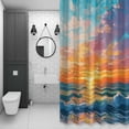 thumbnail image 4 of Impressionist Theme Bathroom Shower Curtain, Sunrise Ocean Oil Painting Waterproof Washable Soft Bath Curtain for Bathtub Decor with 12 Hooks&Grommet, 66x72 Inch, 4 of 9