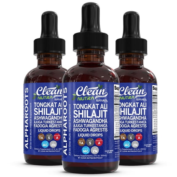 ongkat Ali Liquid Drops Shilajit, Ashwagandha, Turkesterone, Fadogia Agrestis, Magnesium, Irish Sea Moss, and Zinc Herbal Supplement by Clean Nutra (3)