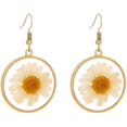 thumbnail image 1 of Pendientes de poste de plata de flor prensada para mujer Hipoalergénico Flor de margarita Resina Círculo redondo Cuelga Pendientes de gota Joyería de moda para mujeres Niñas kaili Sencillez, 1 of 4